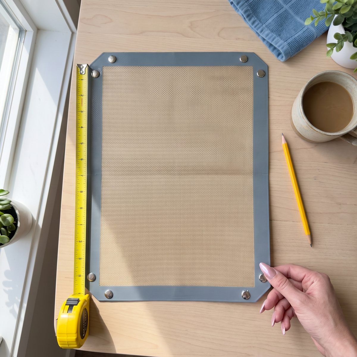 Pinch Pan size 30 x 40 cm with a tape measure