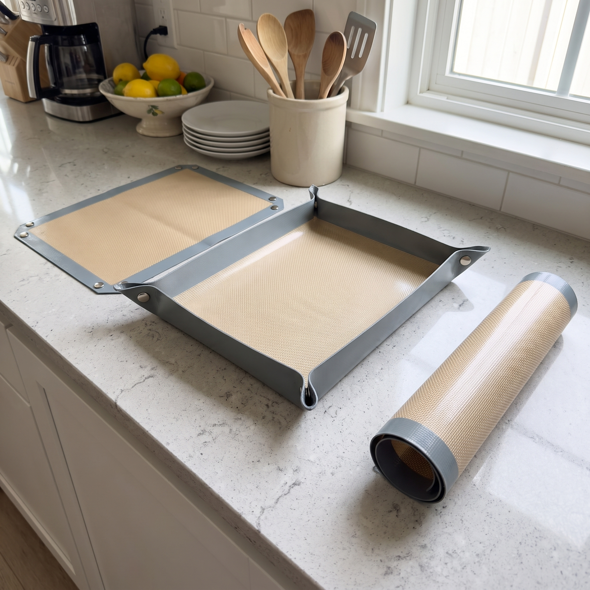 SnapBake flat snapped and rolled for storage